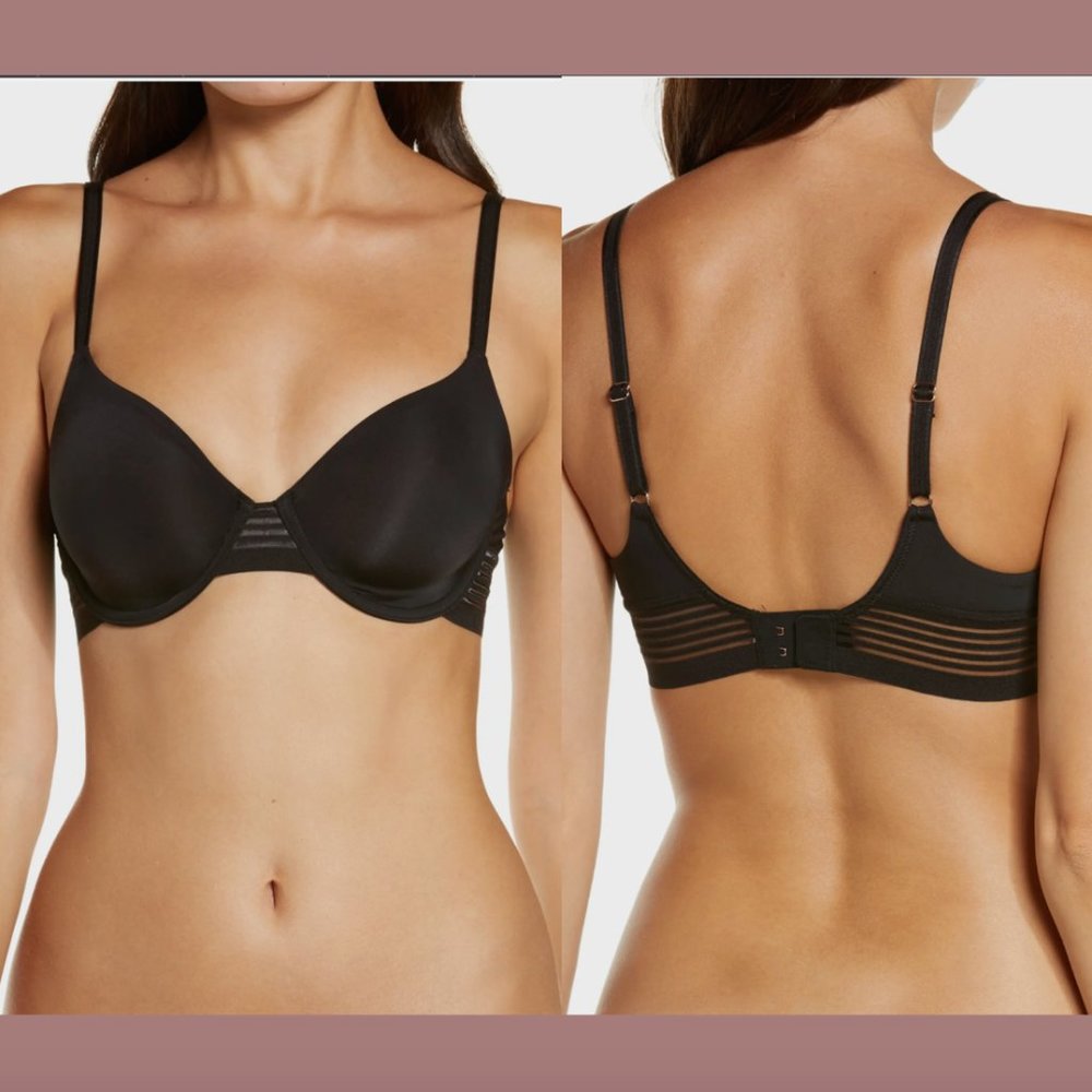 NWT Le Mystère [ 34G ] Second‎ Skin Unlined Underwire T-Shirt Bra in Black #5923
